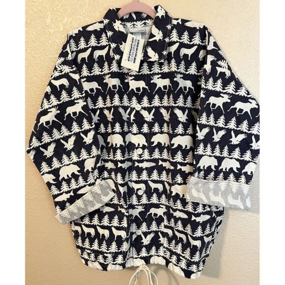 Michigan Rag Co Jacket Shirt Medium Eagle Bear Wolf Moose Salmon MRC Nature Coat